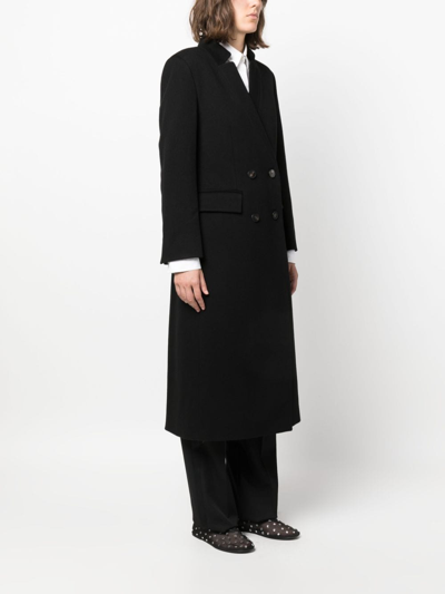Alberto Biani Double-breasted Virgin-wool Coat In Black