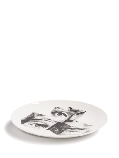 Fornasetti Tema E Variazioni N.112 Hand-painted Wall Plate In White