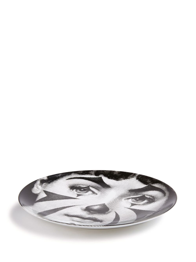 Fornasetti Tema E Variazioni N.122 Hand-painted Wall Plate In Black