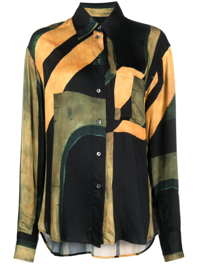 Shop Louisa Ballou Abstract-pattern Button-up Shirt In Yellow