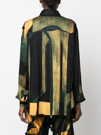 Shop Louisa Ballou Abstract-pattern Button-up Shirt In Yellow