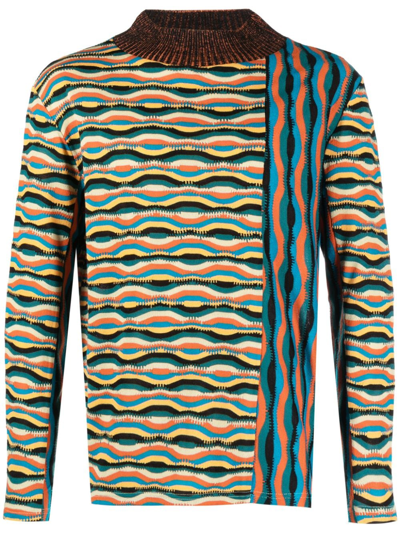 Shop Andersson Bell Zigzag Mix-pattern Jumper In Blue