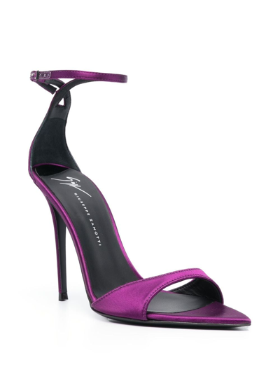 Shop Giuseppe Zanotti 105mm Pointed-toe Satin Pumps In Purple