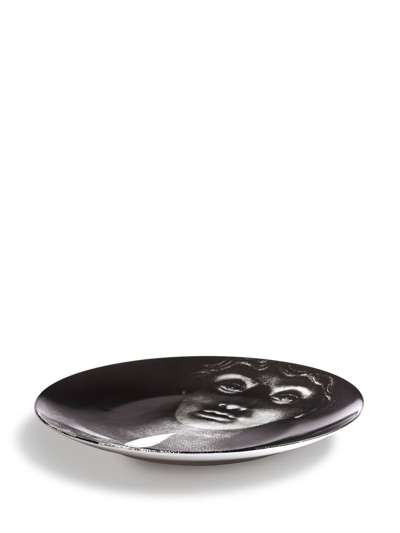 Fornasetti Tema E Variazioni N.190 Hand-painted Wall Plate In Black