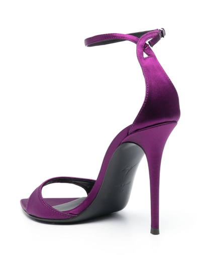 Shop Giuseppe Zanotti 105mm Pointed-toe Satin Pumps In Purple