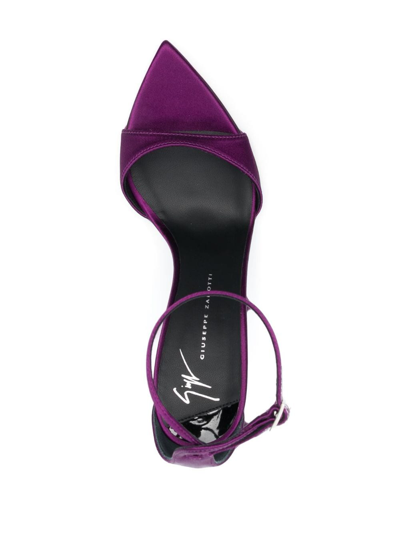 Shop Giuseppe Zanotti 105mm Pointed-toe Satin Pumps In Purple