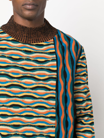 Shop Andersson Bell Zigzag Mix-pattern Jumper In Blue