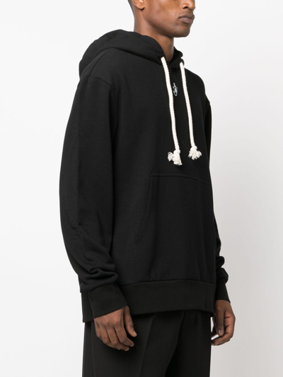 Shop Jw Anderson Logo-embroidered Drawstring Hoodie In Black