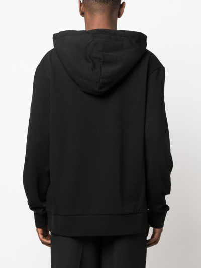 Shop Jw Anderson Logo-embroidered Drawstring Hoodie In Black