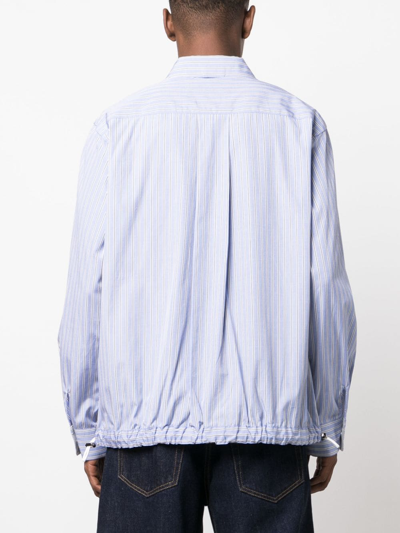 Shop Sacai Elasticated-hem Cotton Shirt In Blue