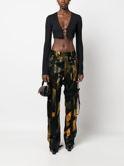 Shop Louisa Ballou Abstract-pattern Cargo Trousers In Black