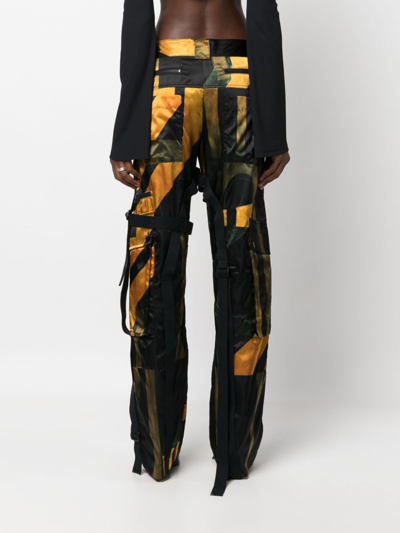 Shop Louisa Ballou Abstract-pattern Cargo Trousers In Black