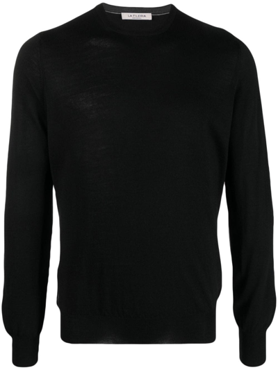 Shop Fileria Round-neck Virgin-wool Jumper In Black