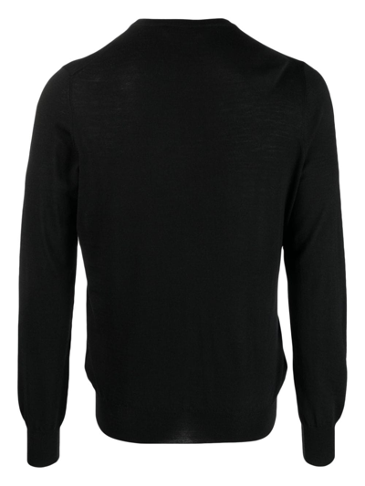 Fileria Round-neck Virgin-wool Sweater In Black