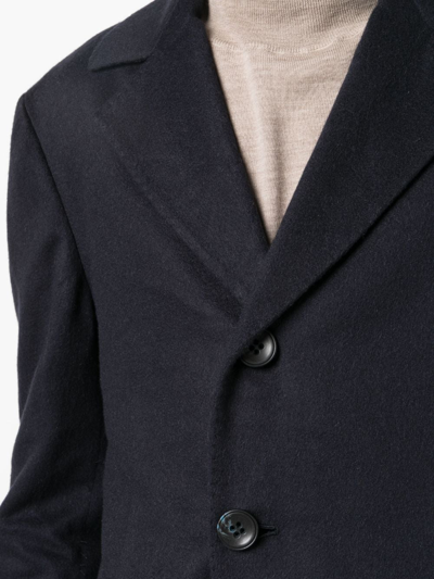 Shop Kiton Single-breasted Cashmere Coat In Blue