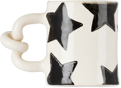 Shop Harlie Brown Studio White & Black Stars Wiggle Mug In White And Black