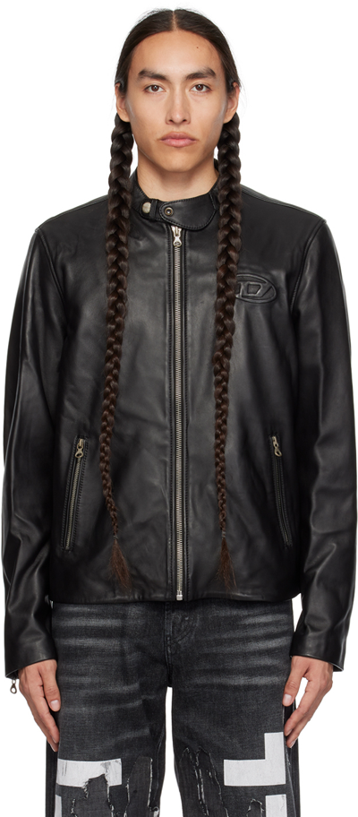 Shop Diesel Black L-metalo Leather Jacket In 9xx
