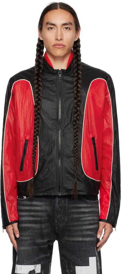 Shop Diesel Black & Red Paneled Jacket In 42a