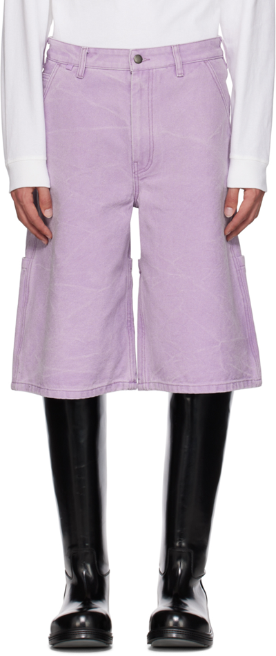 Shop Acne Studios Purple Pigment-dyed Shorts In Df9 Smoky Purple