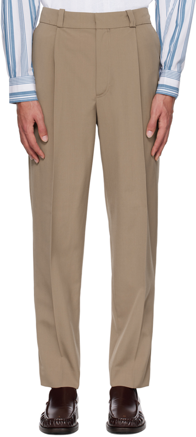 Shop Acne Studios Taupe Tailored Trousers In Cvd Mud Grey