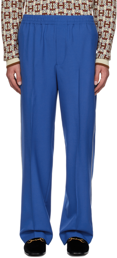 Shop Gucci Blue Interlocking G Trousers In 4031 Electric Blue/m