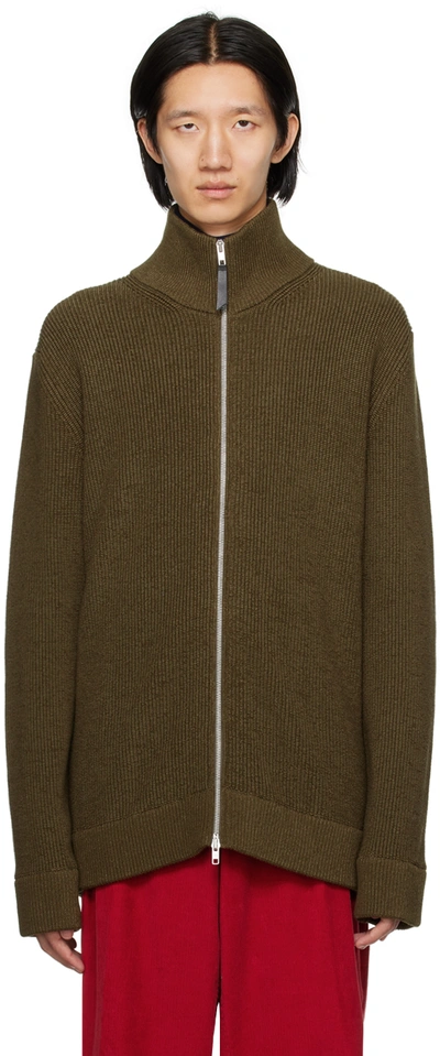 Shop Maison Margiela Green Zip-up Sweater In 728f Olive