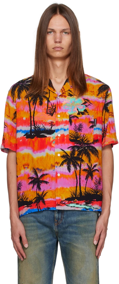 Shop Palm Angels Multicolor Graphic Shirt In Fuchsia Mu