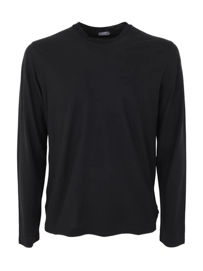 Shop Zanone Long Sleeves T-shirt Clothing In Black