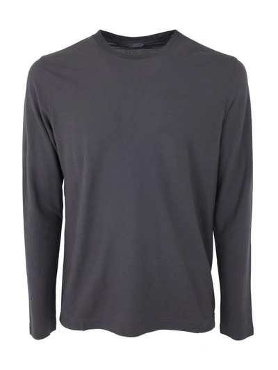Zanone Crew Neck Long Sleeves Plain T-shirt In Grey