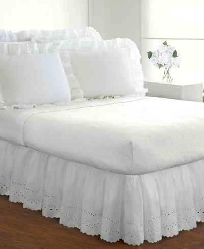 Fresh Ideas Ruffled Eyelet 14" Drop Bed Skirt, California King In White