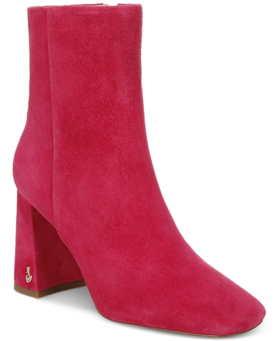 Shop Sam Edelman Women's Codie Square-toe Flared-heel Booties In Magenta Rose