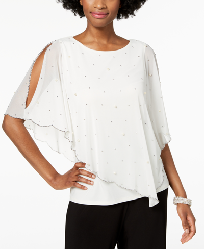 Shop Msk Embellished Asymmetrical Overlay Top In Plumstone