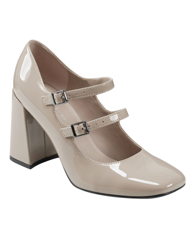 Marc Fisher Women's Charin Square Toe Block Heel Dress Pumps In Light Natural Patent