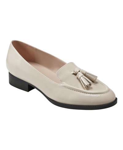 Shop Bandolino Women's Linzer Almond Toe Tassel Slip On Loafers In Ivory Faux Patent Leather