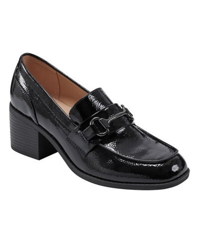 Shop Bandolino Women's Mayble Block Heel Hardware Detail Loafers In Black Patent