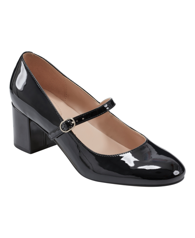 Shop Bandolino Women's Cariann Round Toe Block Heel Mary-jane Pumps In Black Patent