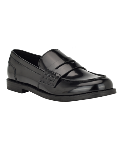 Shop Calvin Klein Women's Farrel Slip-on Penny Loafers In Black