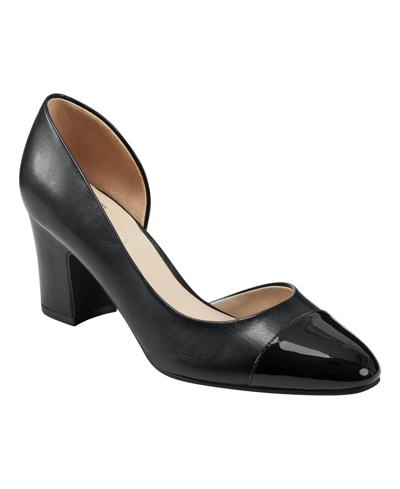 Shop Bandolino Women's Laynier Almond Toe Side D'orsay Block Heel Pumps In Black Multi