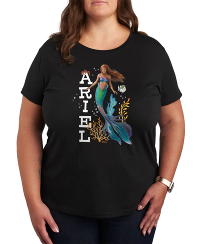 Shop Air Waves Trendy Plus Size Little Mermaid Ariel Graphic T-shirt In Black
