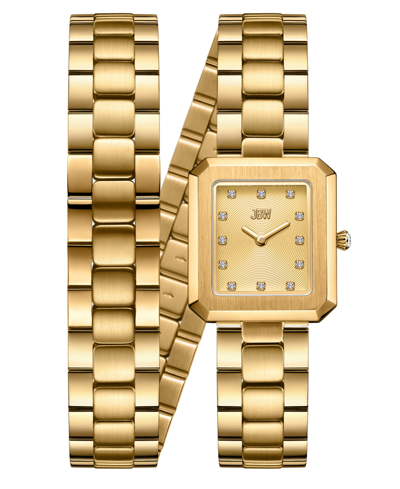Shop Jbw Women's Arc Double Stainless Steel Bracelet Watch, 23mm X 25mm In Gold