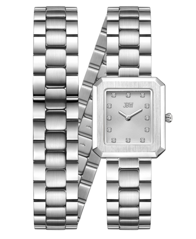 Shop Jbw Women's Arc Double Stainless Steel Bracelet Watch, 23mm X 25mm In Silver