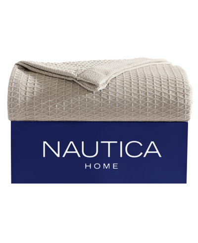 Shop Nautica Baird Solid Cotton Dobby Reversible Blanket, King In Beige