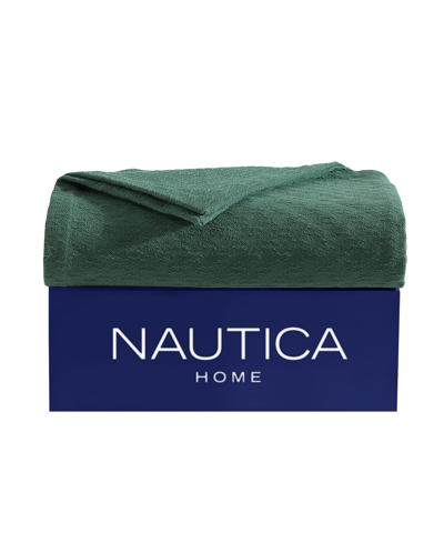 Shop Nautica Ripple Cove Cotton Reversible Blanket, Full/queen In Green