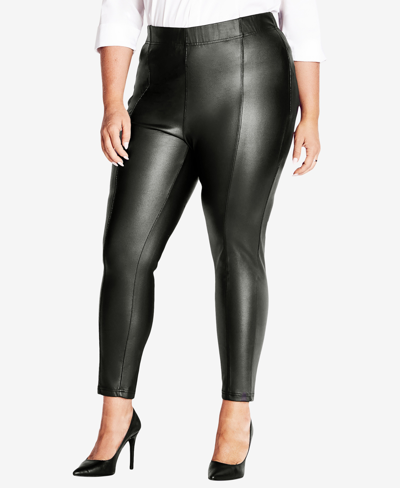 Shop Avenue Plus Size Neve Faux Leather Pull On Pants In Black