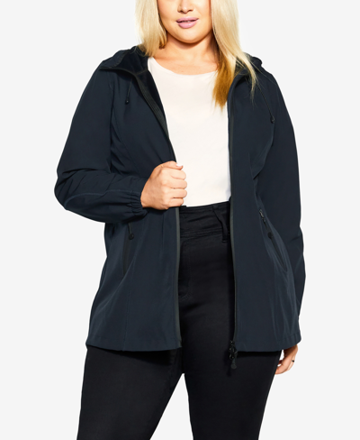 Shop Avenue Plus Size Weather Resistant Outdoor Jacket In Navy