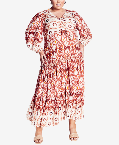 Shop Avenue Plus Size Elouise Maxi Dress In Sands Of Time