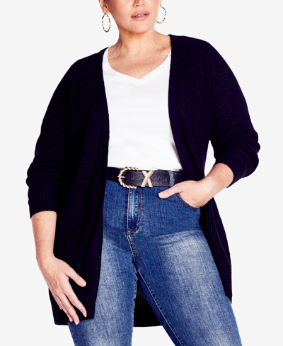 Shop Avenue Plus Size Boyfriend Shrug Fit Cardigan Sweater In Black