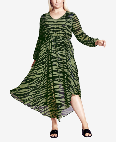 Shop Avenue Plus Size Lorena Soft V-neck Dress In Earn Your Stripes