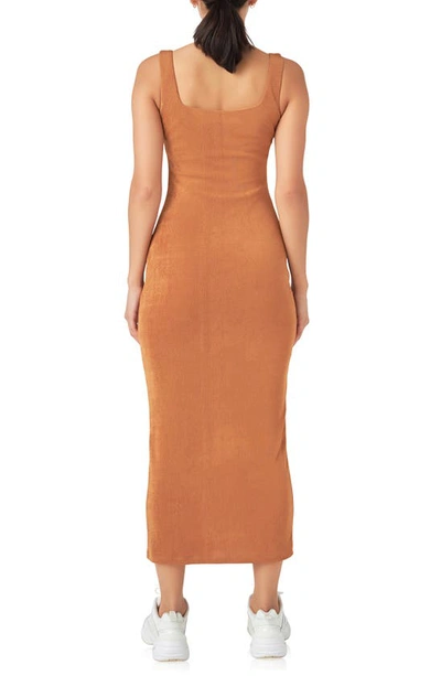 Grey Lab Sleeveless Woven Dress In Camel