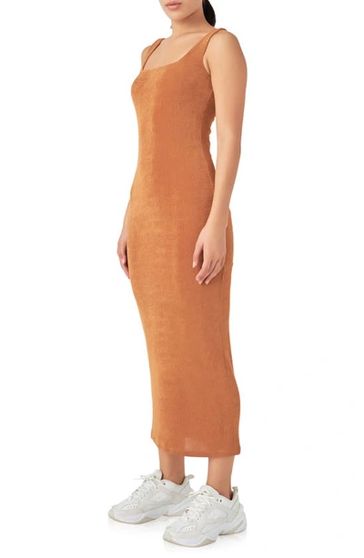 Grey Lab Sleeveless Woven Dress In Camel